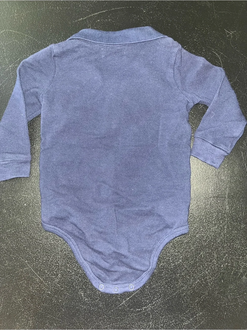 Ralph Lauren navy long sleeve polo onesie